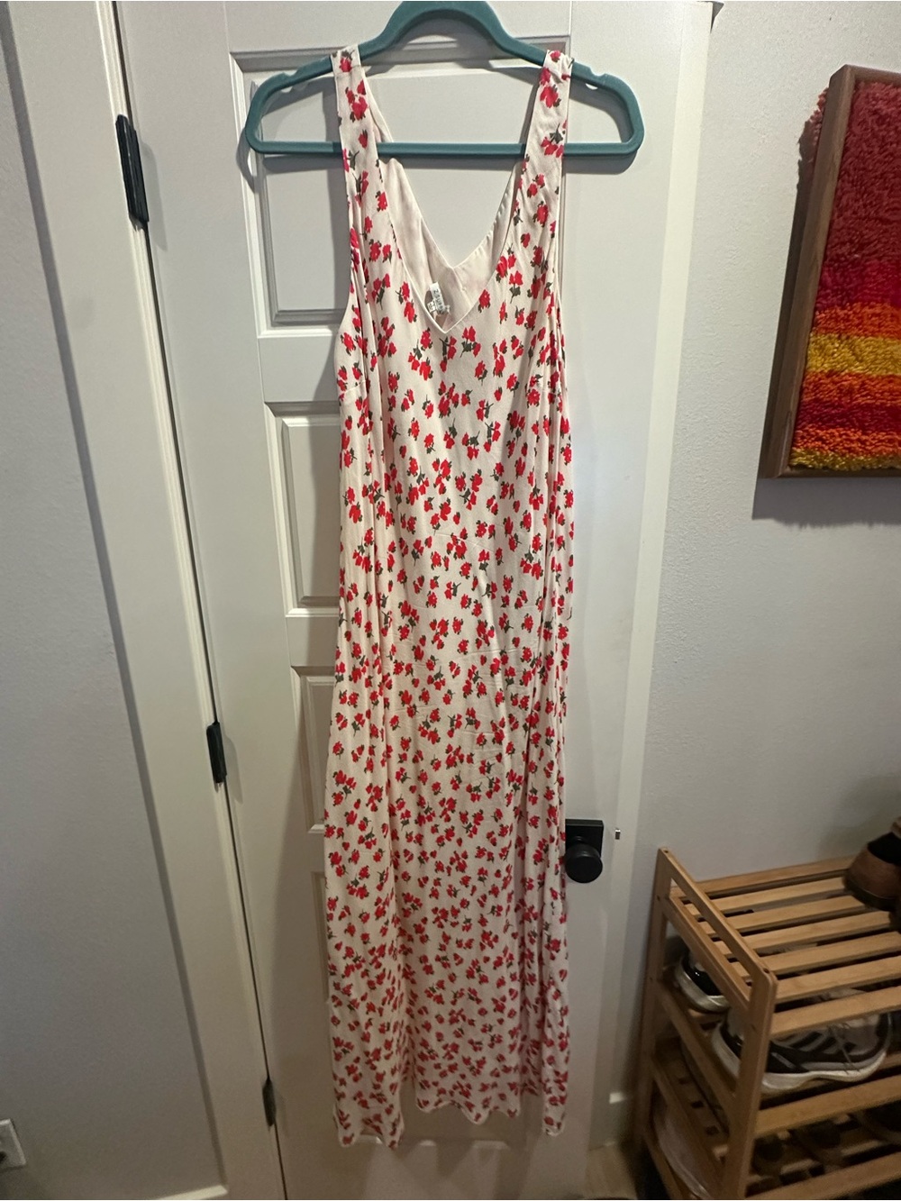 Z Supply Cream Maxi Dress with Red Floral Print